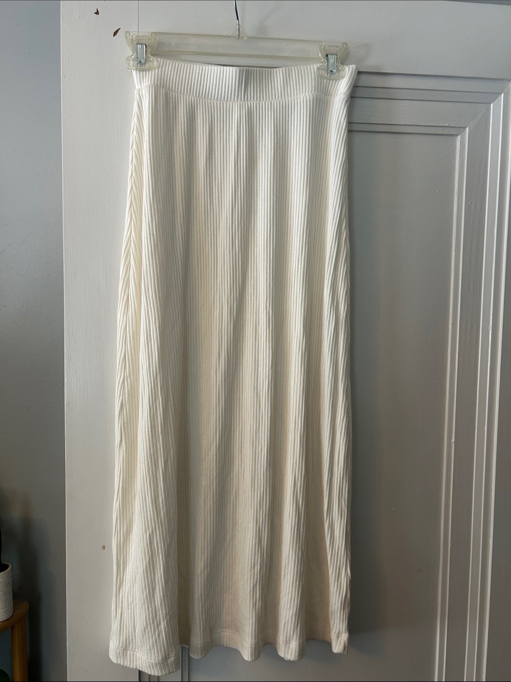Whimsy + Row Women's ivory Ribbed Maxi Skirt